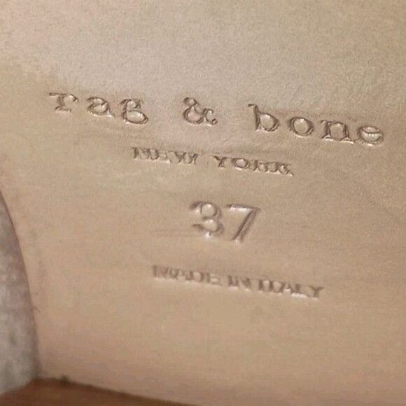 Rag & Bone Harrow Suede Ankle Boots in Beige Block Heel Ankle Strap Size 37 US 7 - Picture 8 of 16